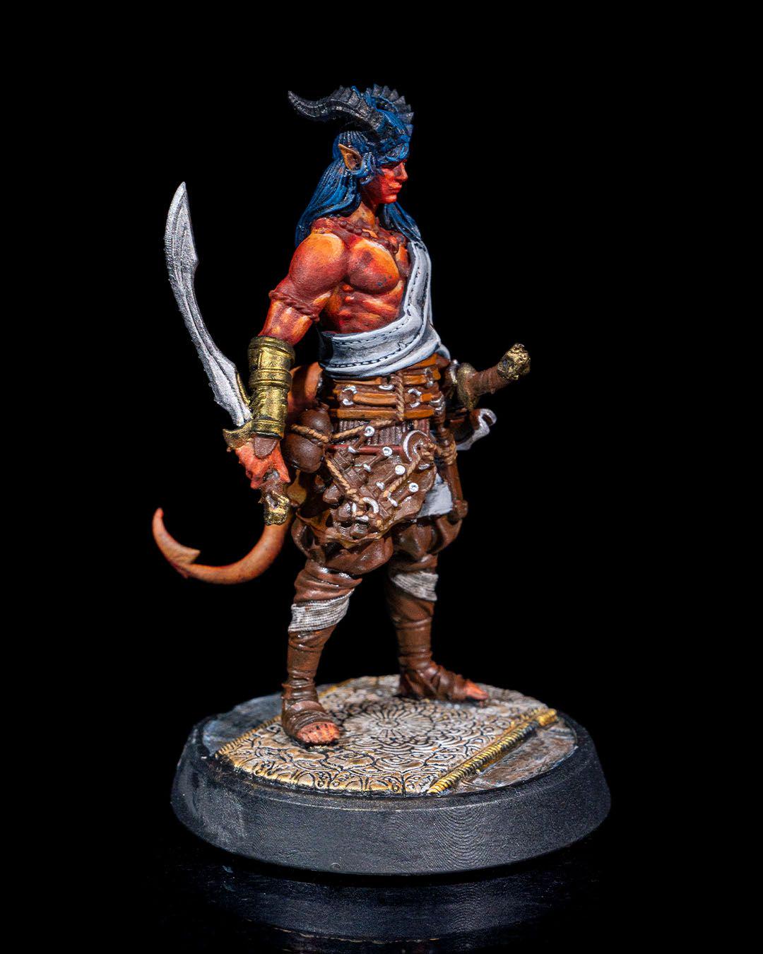 Tiefling Sword Master RPG Model w/ base