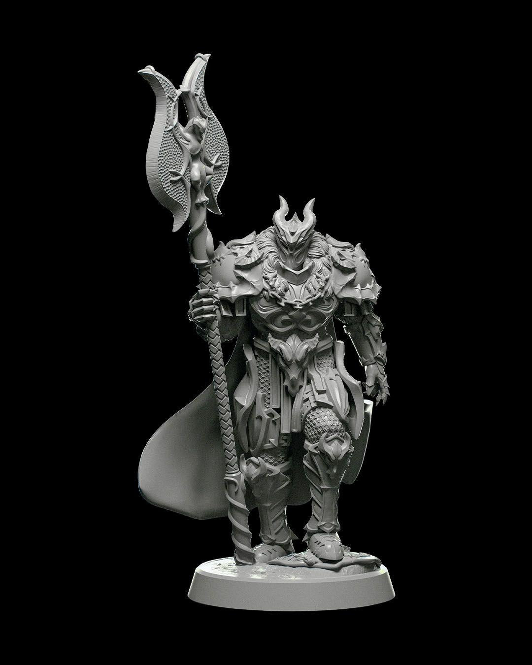 Knight with Greataxe RPG Model w/ base