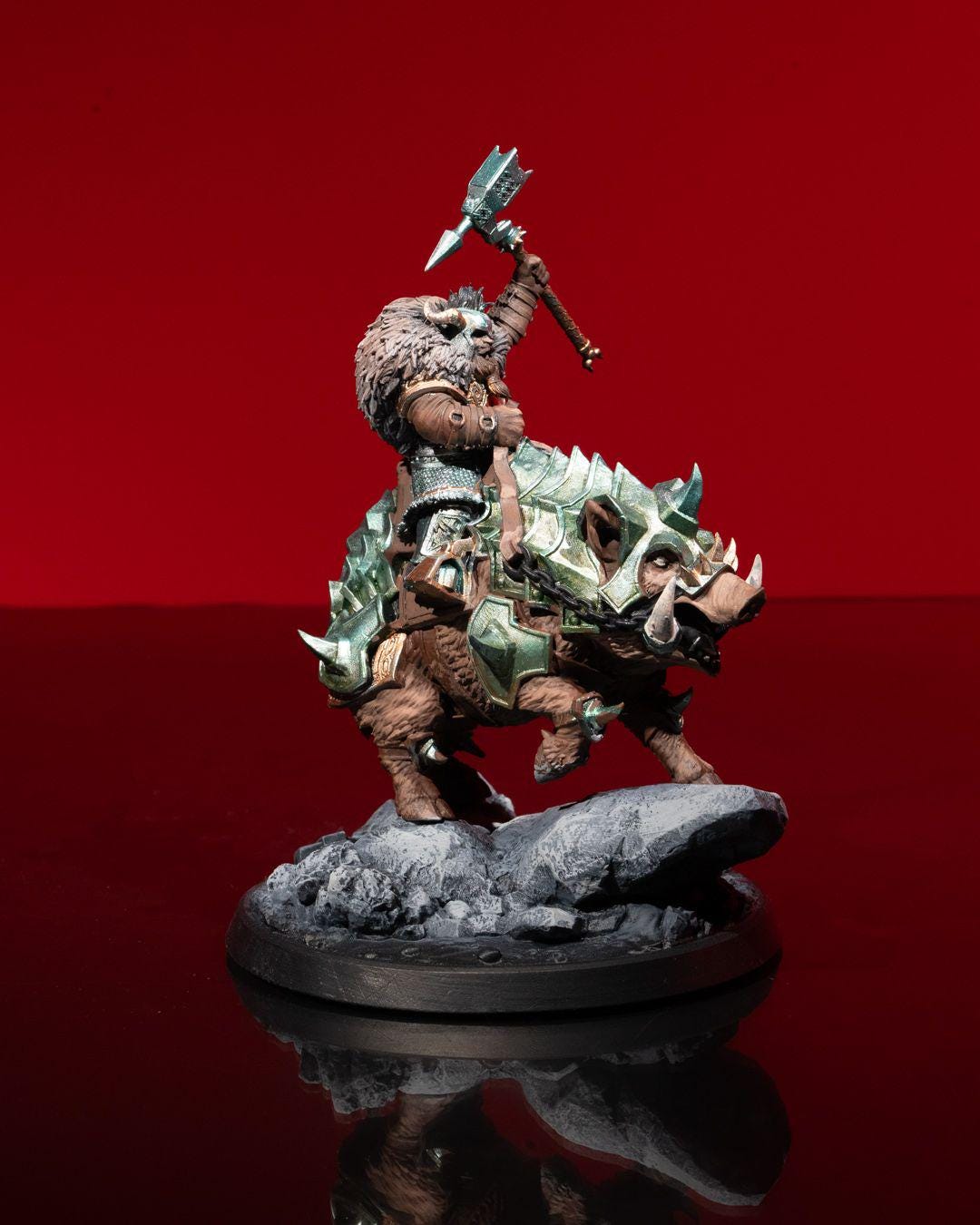 Dwarven King on Boar Mount w/ base
