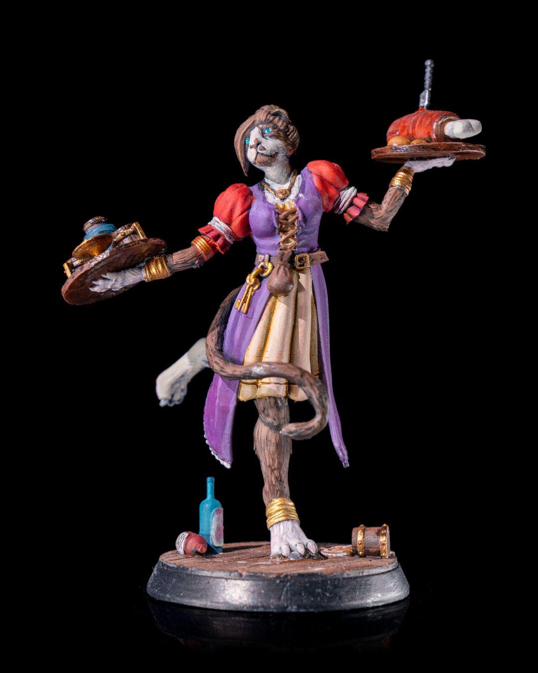 Tabaxi Waitress RPG Model w/ base