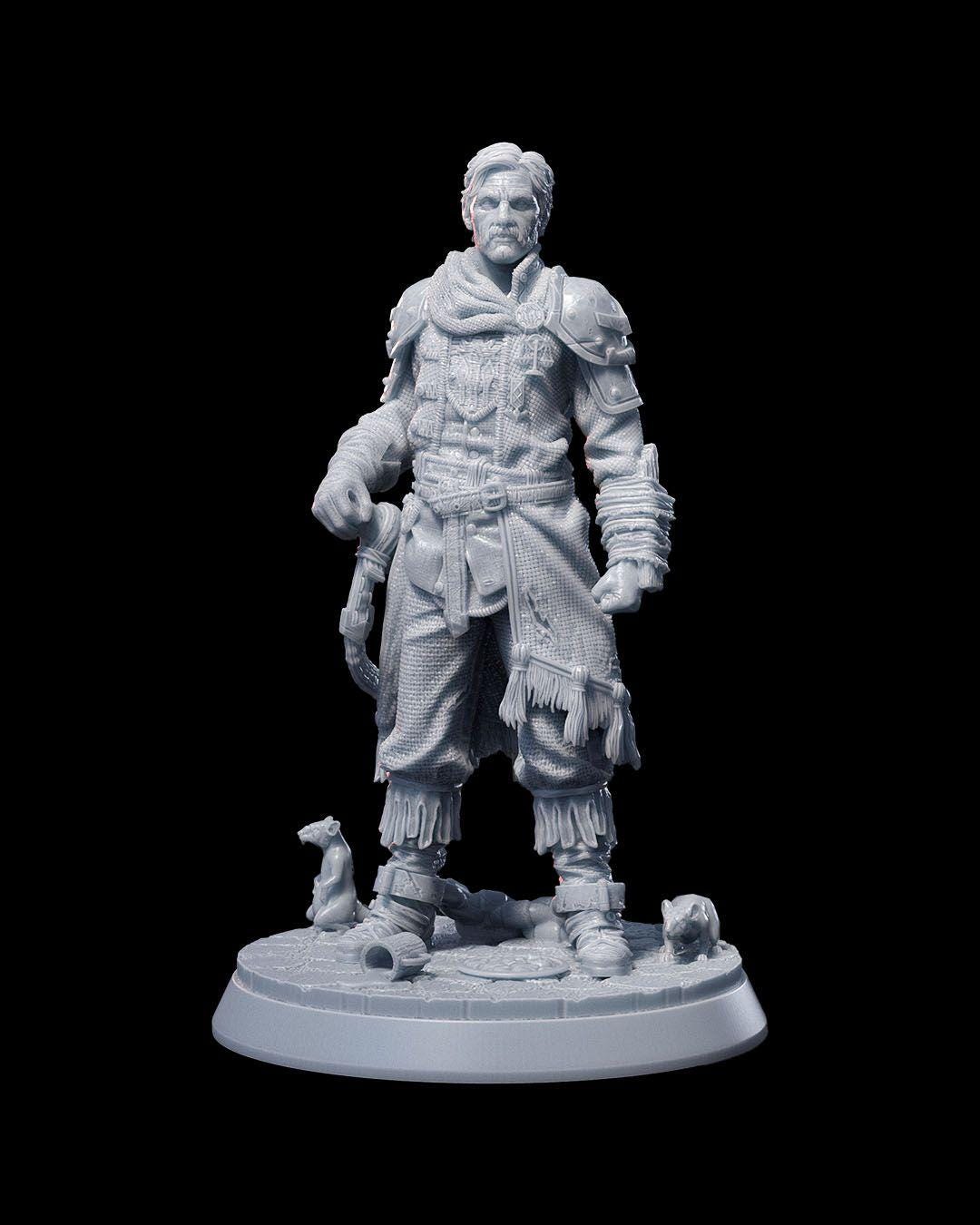Human Fighter RPG Model w/ base