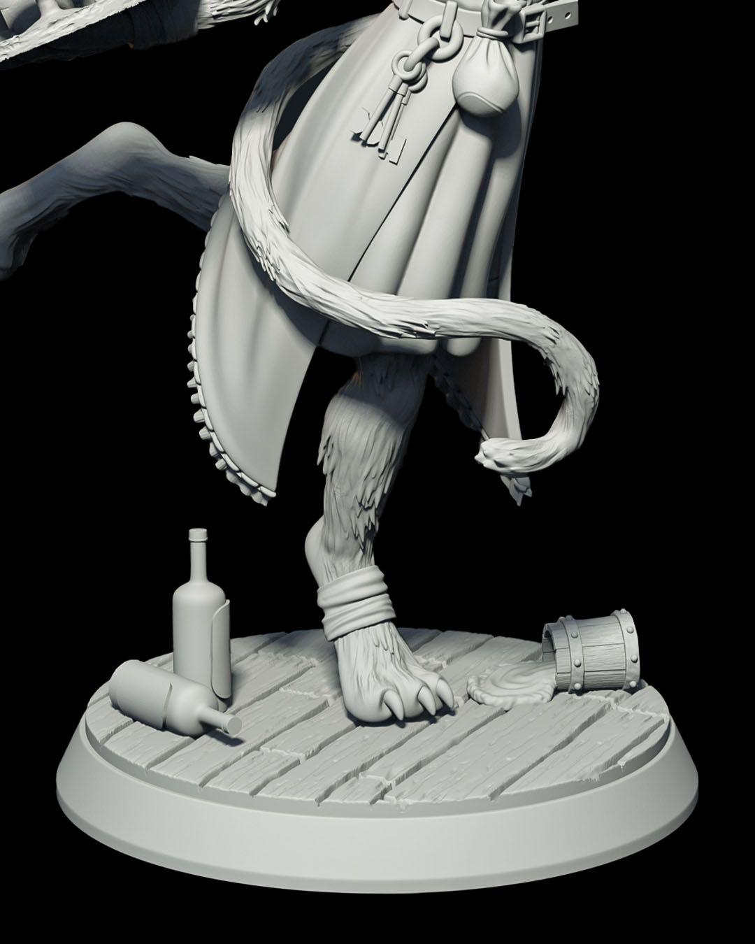 Tabaxi Waitress RPG Model w/ base