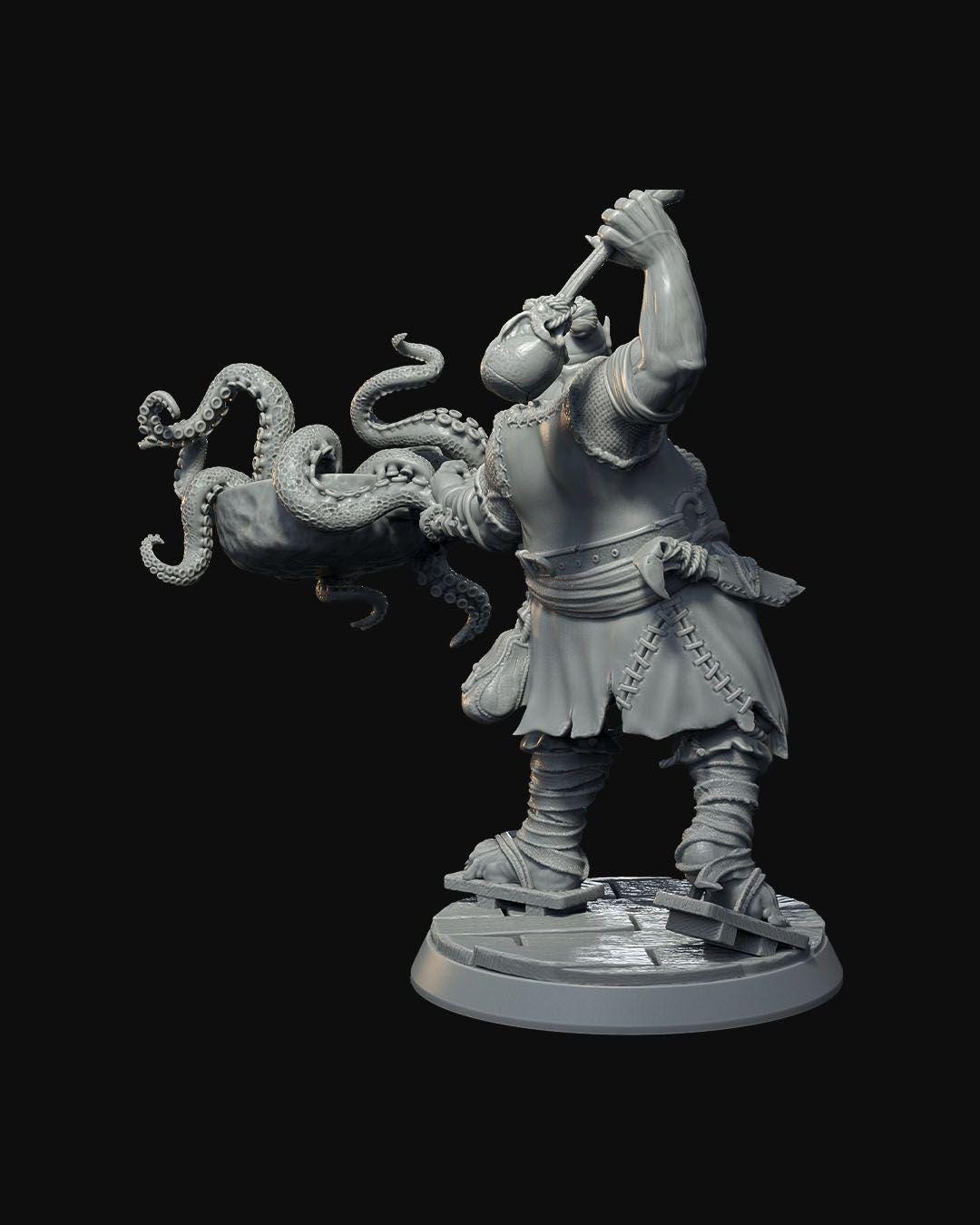 Half-Orc Chef RPG Miniature w/ base