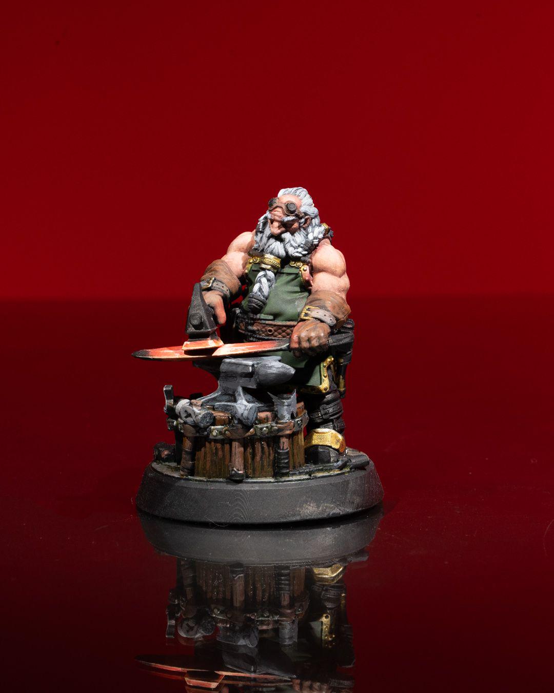 Dwarven Blacksmith RPG Model w/ base