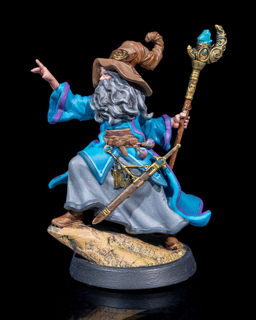 Wizard with Staff Old Human RPG Model w/ base