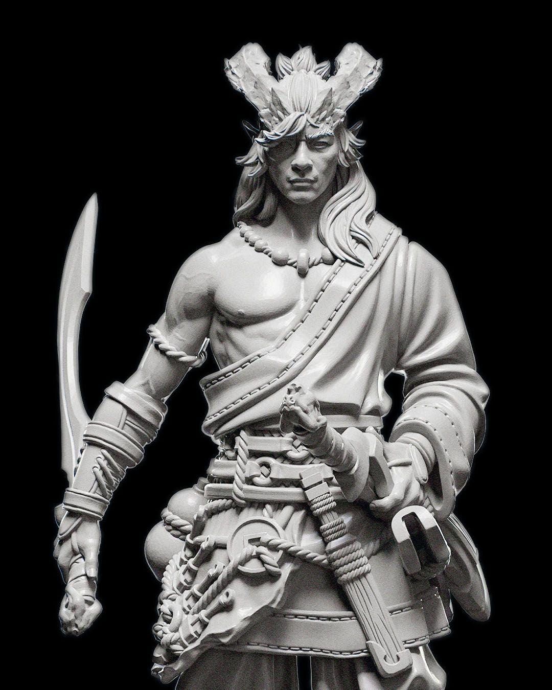 Tiefling Sword Master RPG Model w/ base