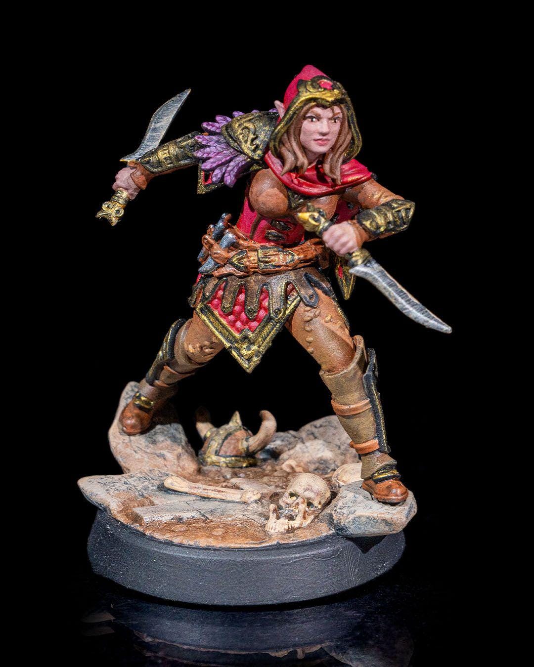 Half-Elf Rogue with Daggers RPG Model w/ base