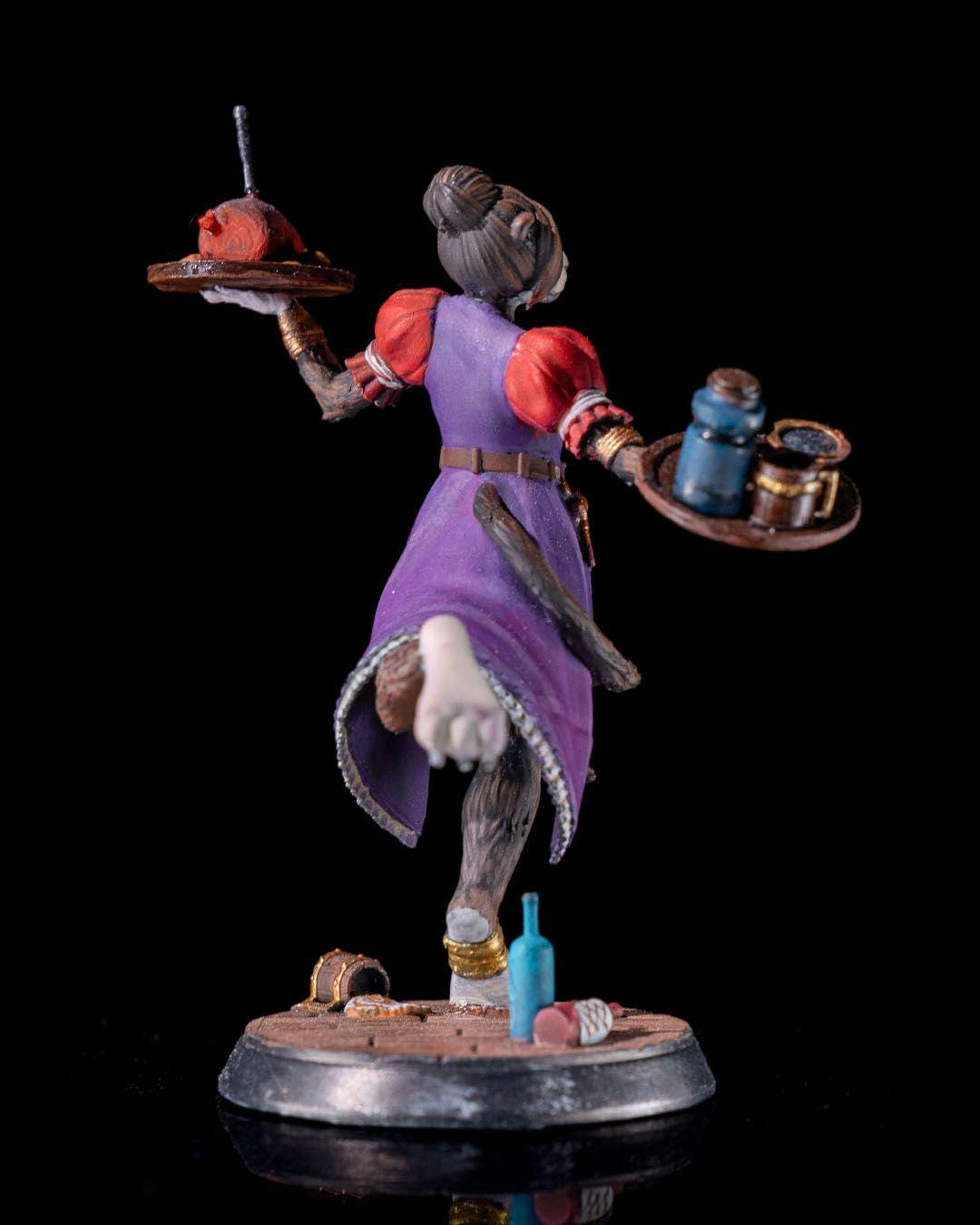 Tabaxi Waitress RPG Model w/ base