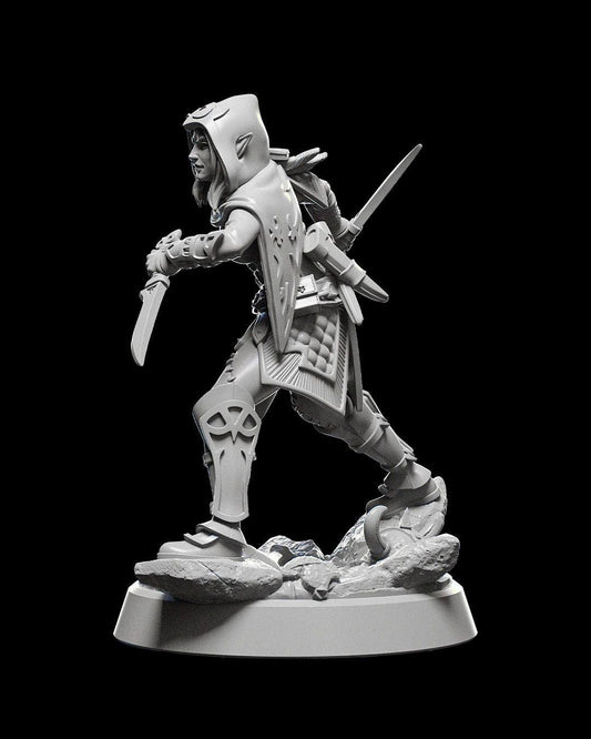 Half-Elf Rogue with Daggers RPG Model w/ base