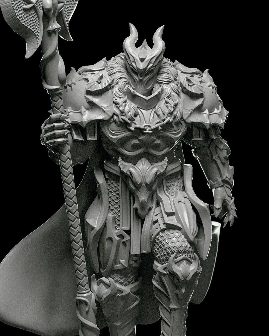 Knight with Greataxe RPG Model w/ base