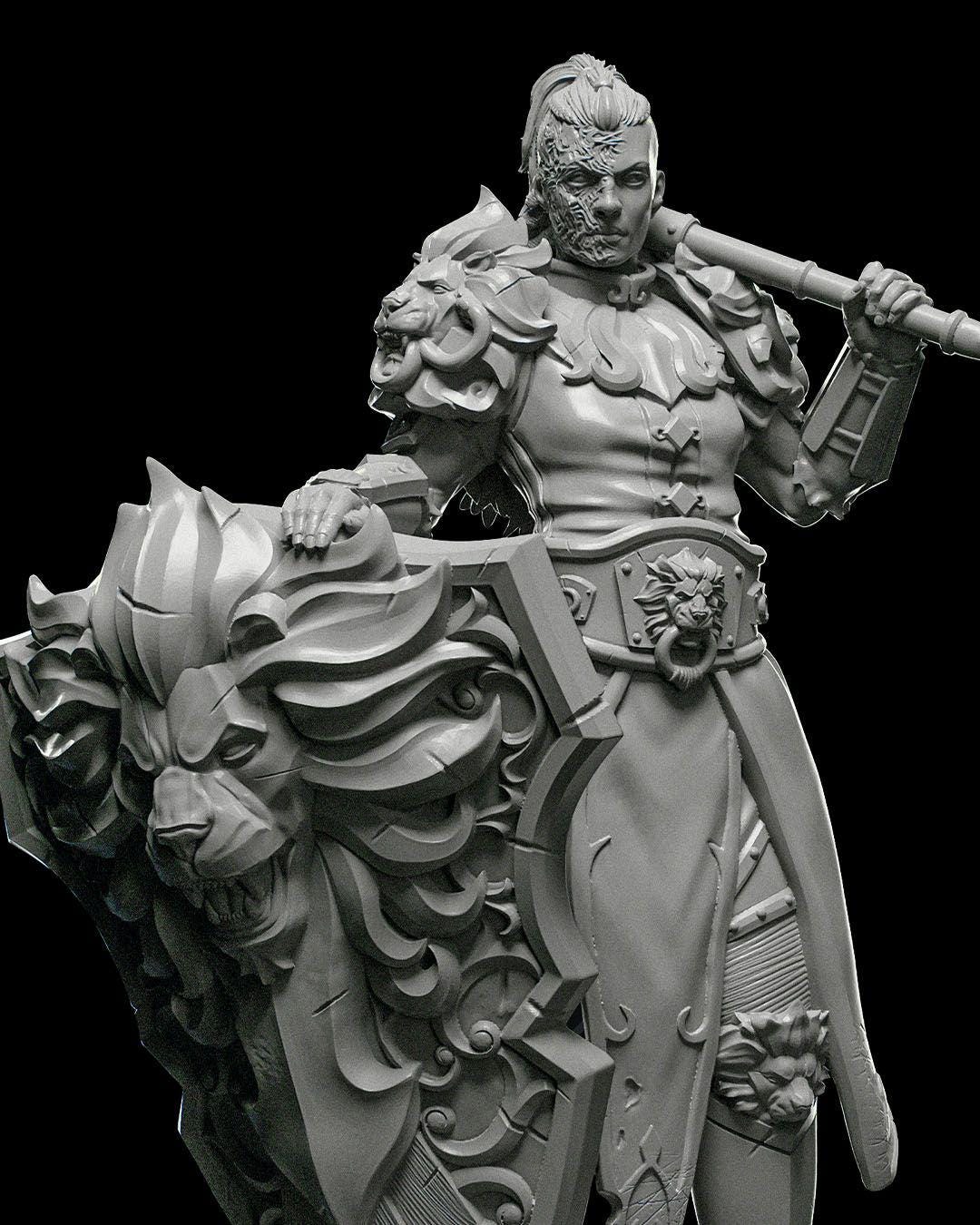 Human Paladin RPG Model w/ base