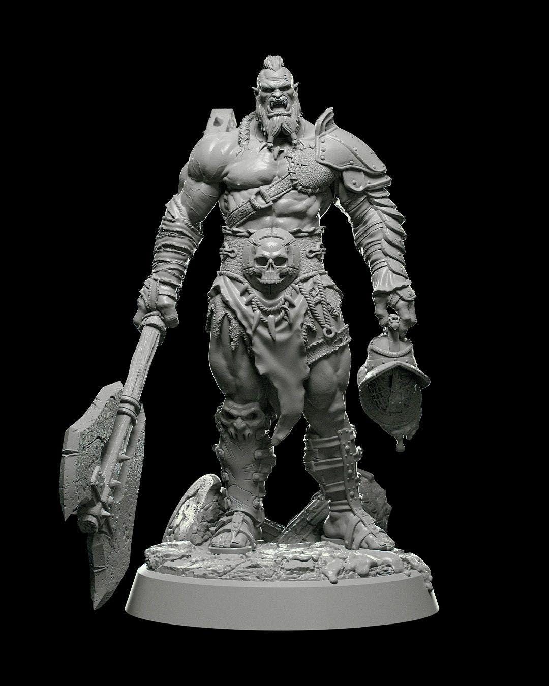 Half-Orc Barbarian RPG Model w/ base