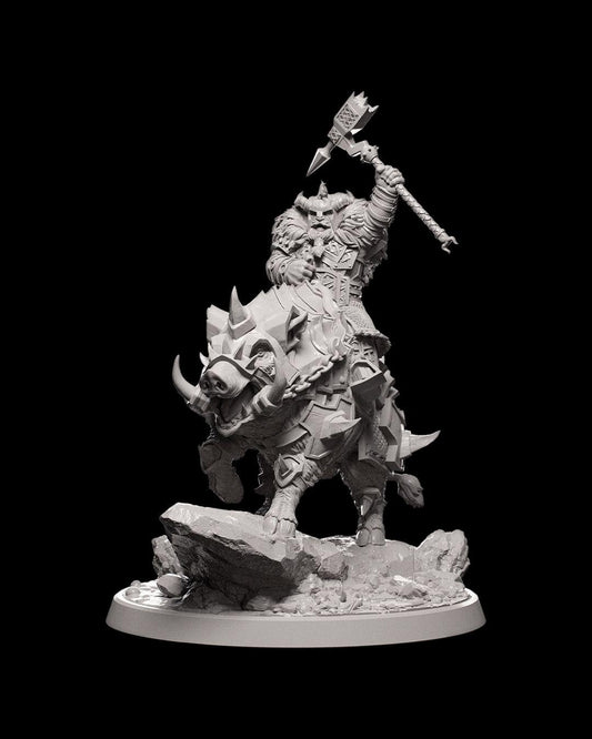 Dwarven King on Boar Mount w/ base