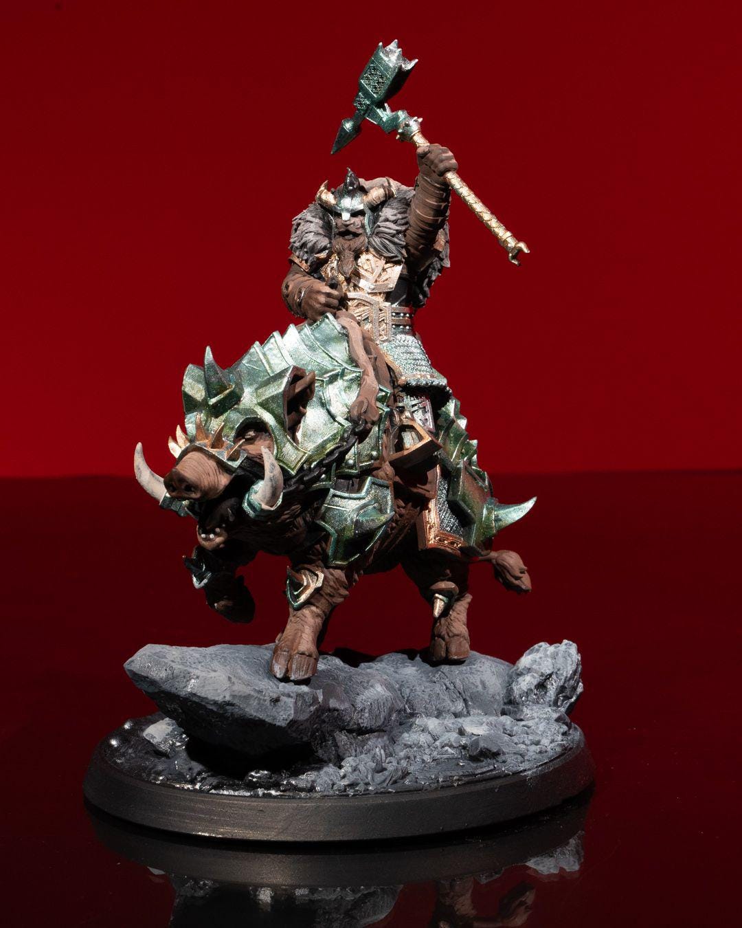 Dwarven King on Boar Mount w/ base