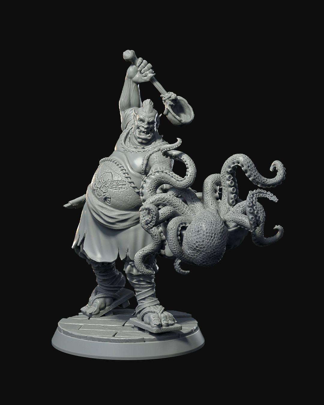 Half-Orc Chef RPG Miniature w/ base
