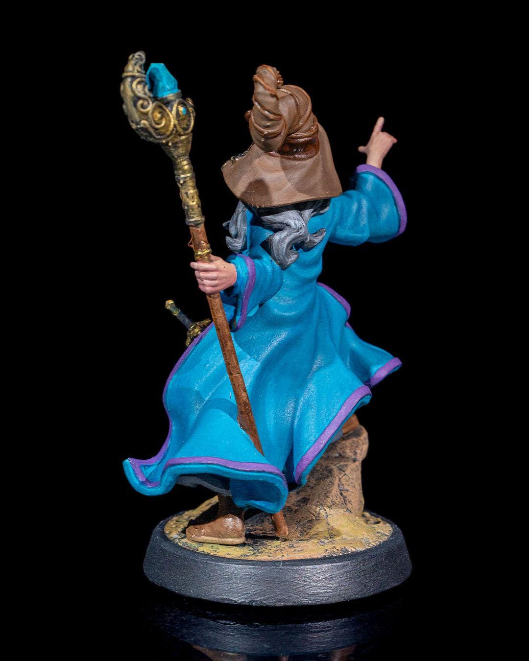 Wizard with Staff Old Human RPG Model w/ base