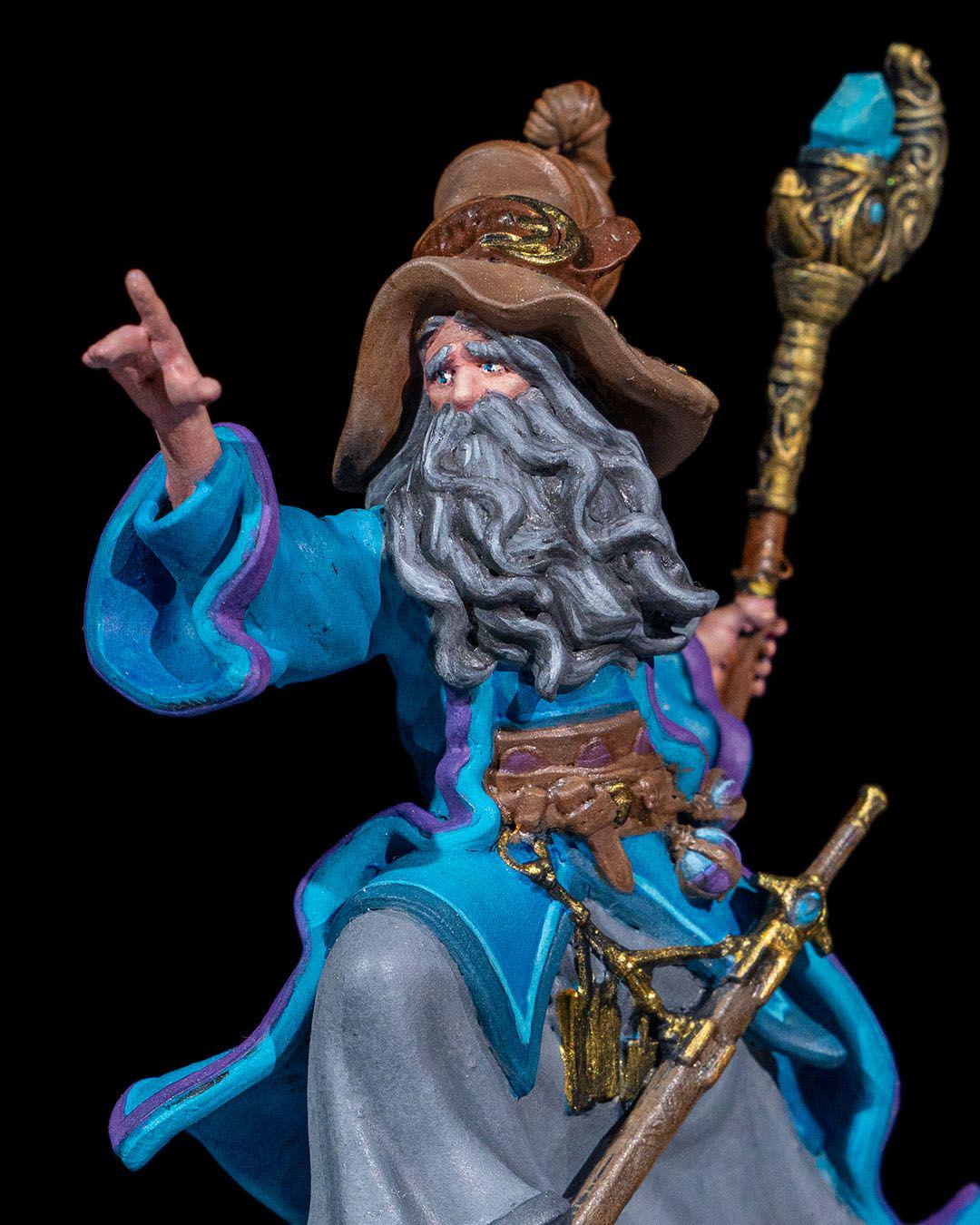 Wizard with Staff Old Human RPG Model w/ base