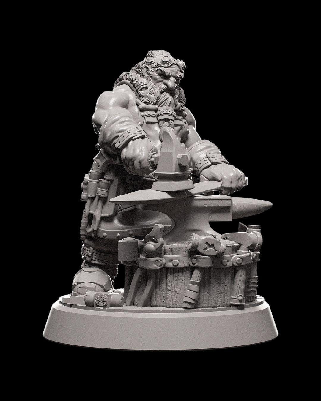 Dwarven Blacksmith RPG Model w/ base