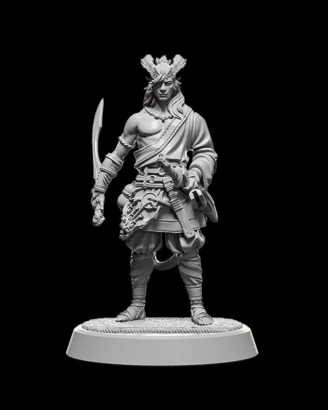 Tiefling Sword Master RPG Model w/ base
