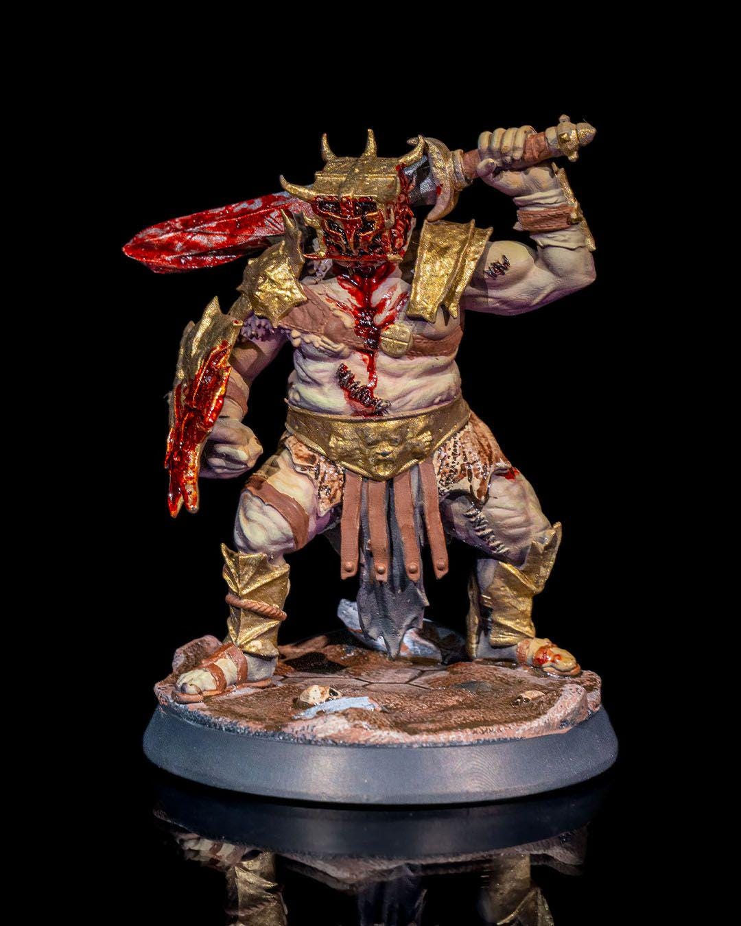 Pit Fighter with Broadsword and Shield w/ base