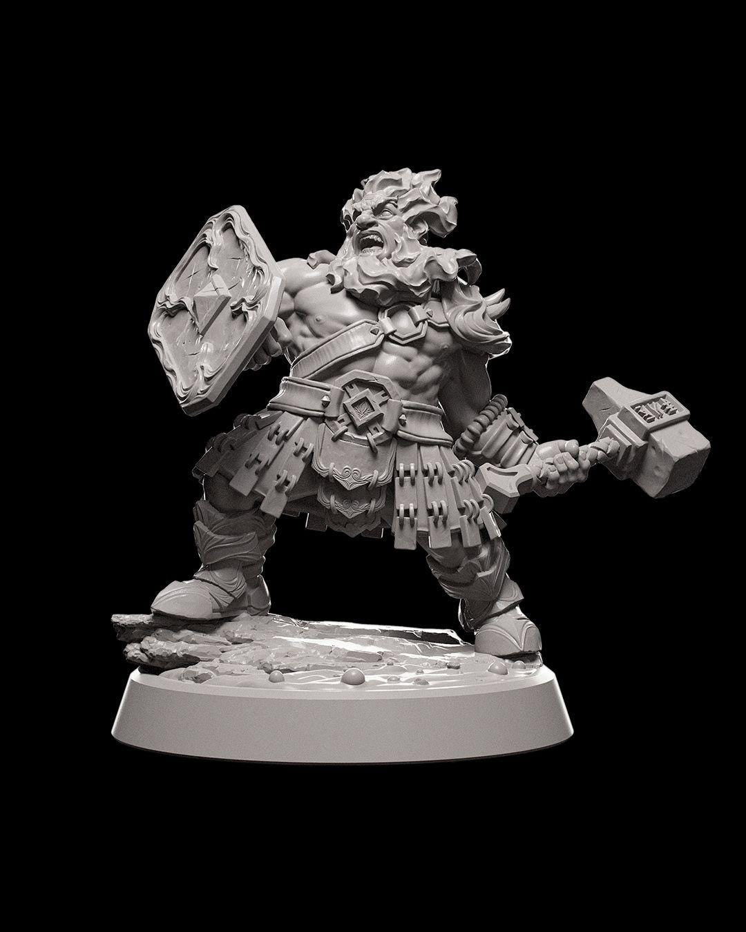 Dwarven Berserker RPG Model w/ base