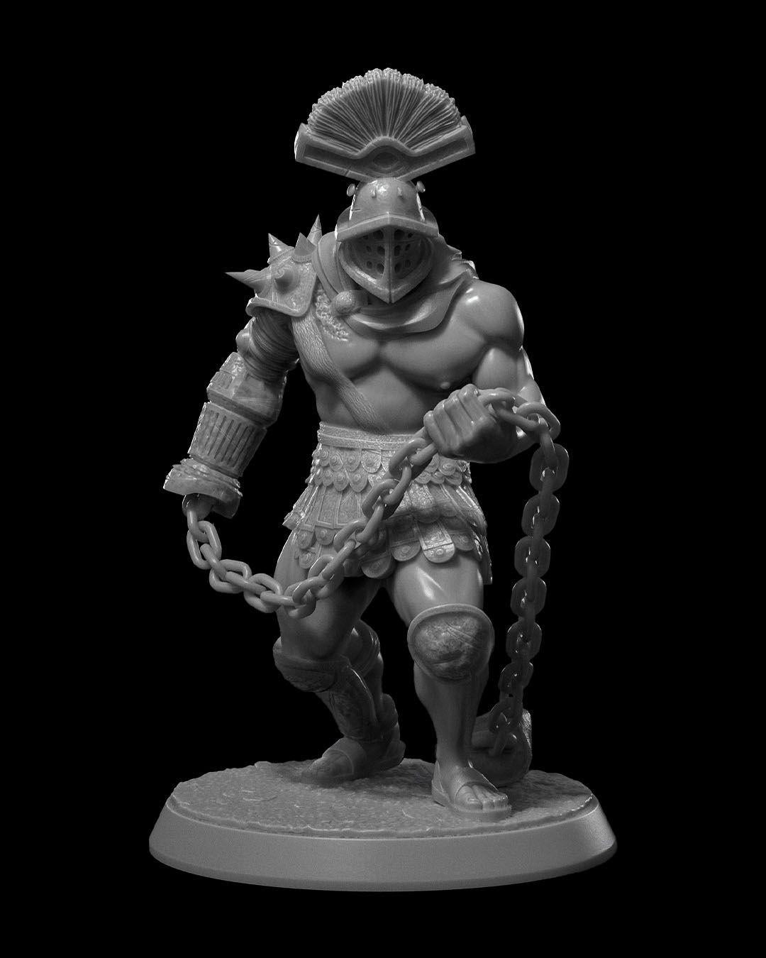 Flail-Hand Gladiator RPG Model w/ base