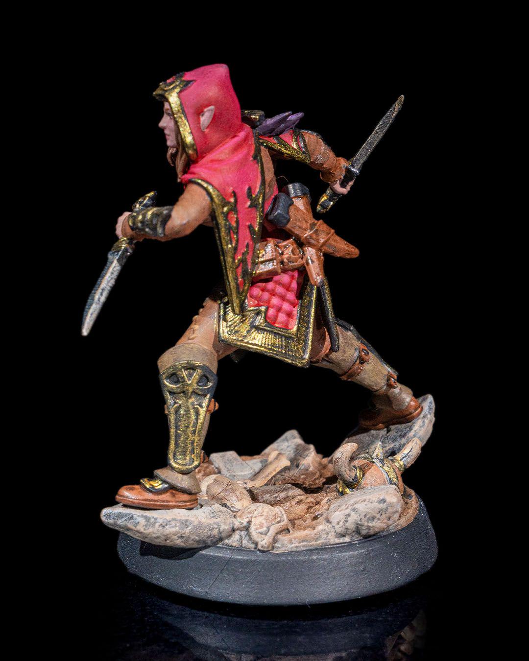Half-Elf Rogue with Daggers RPG Model w/ base