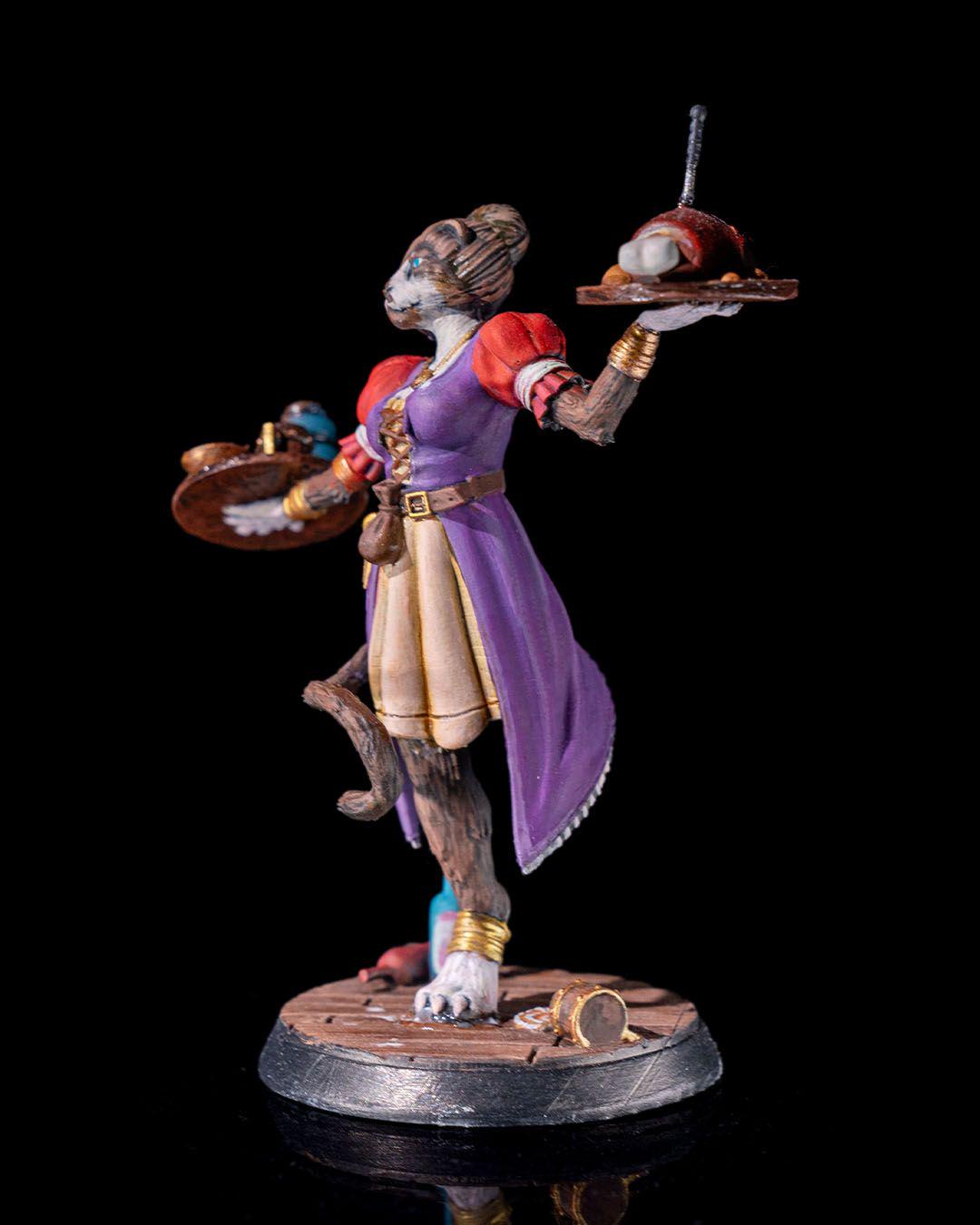 Tabaxi Waitress RPG Model w/ base