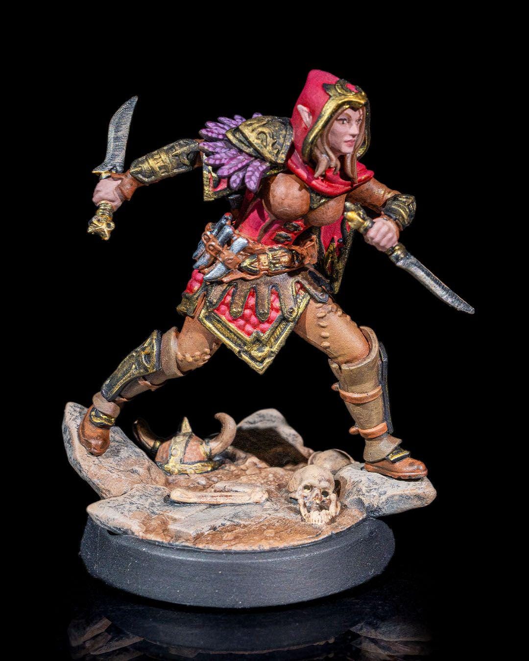 Half-Elf Rogue with Daggers RPG Model w/ base